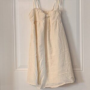 Cream Dress with Bow Detail Adjustable Spaghetti Straps Lined XS